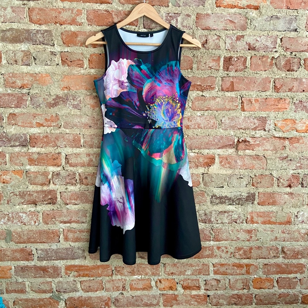 Watercolor scuba dress. With pockets!